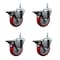 Service Caster 4 Inch Red Polyurethane 38 Inch Threaded Stem Caster Set with Brake SCC-TS20S414-PPUB-RED-PLB-381615-4 - alternate 1